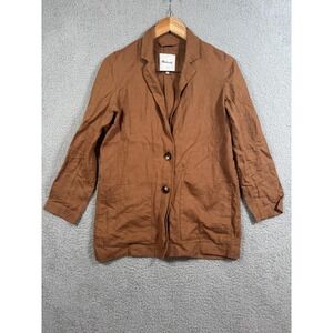 Madewell Jacket Womens XS Brown Linen Blazer Style AL664 100% Linen Pockets SP20